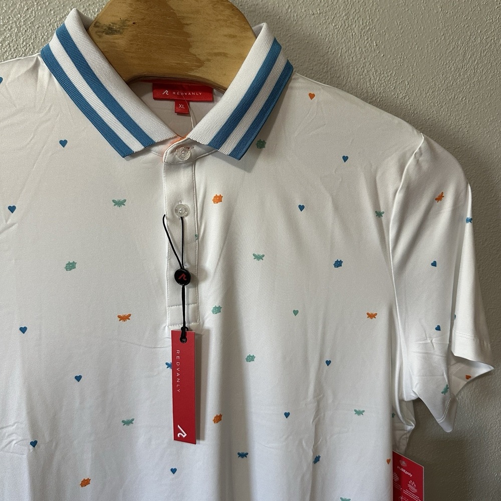 NEW Redvanly Langham Polo Shirt Mens Size XL Bright White‎ Pattern Golf Tennis